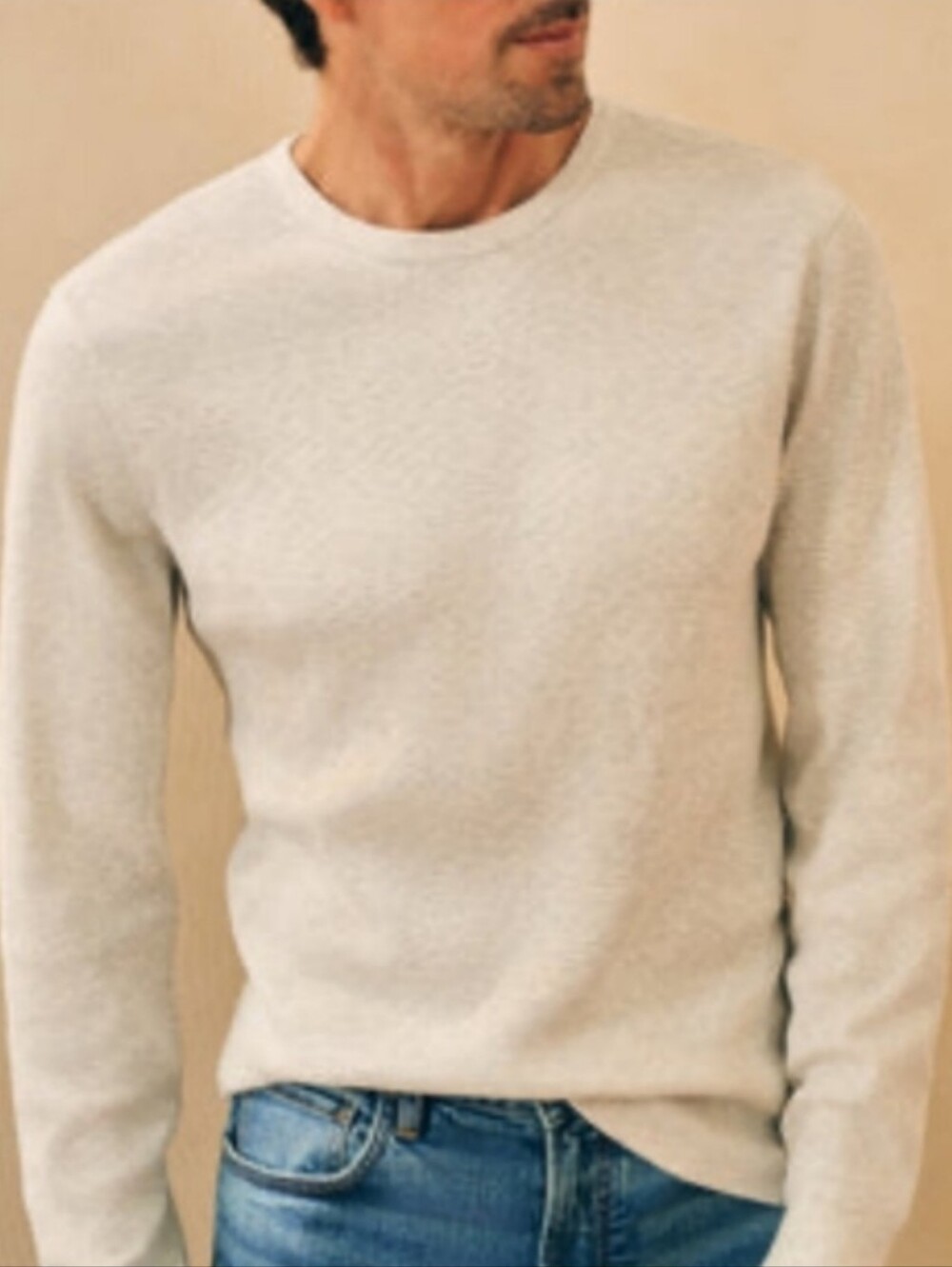Faherty Men's Thermal Knit Organic Cotton Gray Crew Neck Shirt Gorpcore XL